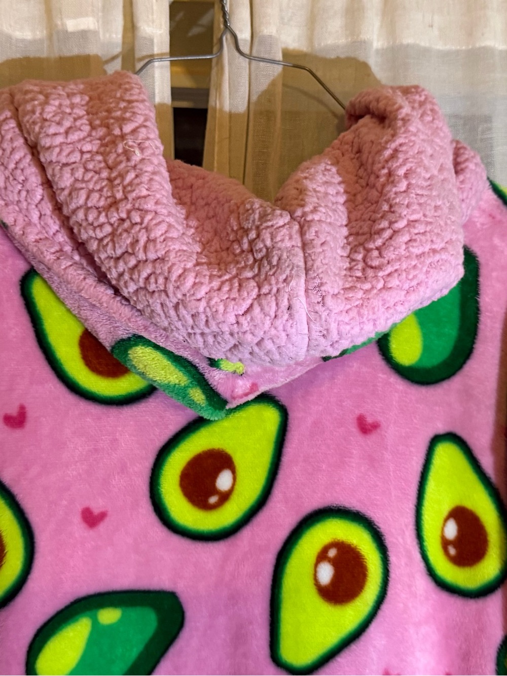 Pink Avocado-Print Sherpa-Lined Teddy Hoodie - Picture 3 of 4